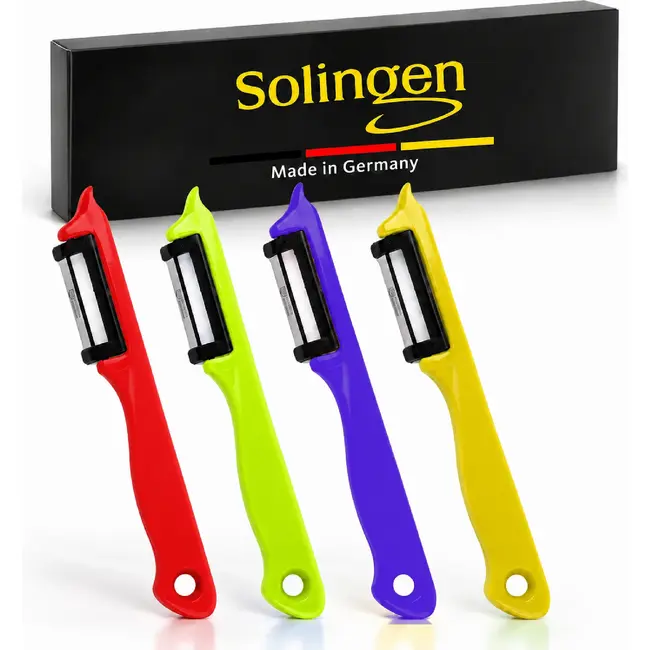 Solingen Dunschiller Enkel Mes – voor Fruit- en Groenteschiller – Kunststof – Kleurrijke Mix – 4 Delige