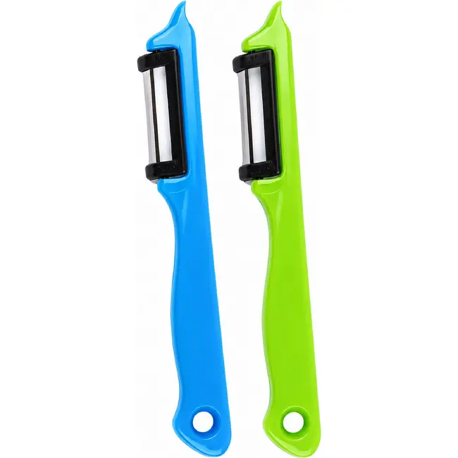 Solingen Dunschiller Enkel Mes – voor Fruit- en Groenteschiller – Kunststof – DUO blauw & groen – 4 Delig
