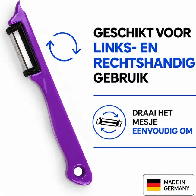 Solingen Dunschiller Enkel Mes – voor Fruit- en Groenteschiller – Kunststof – DUO paars & blauw – 4 Delig