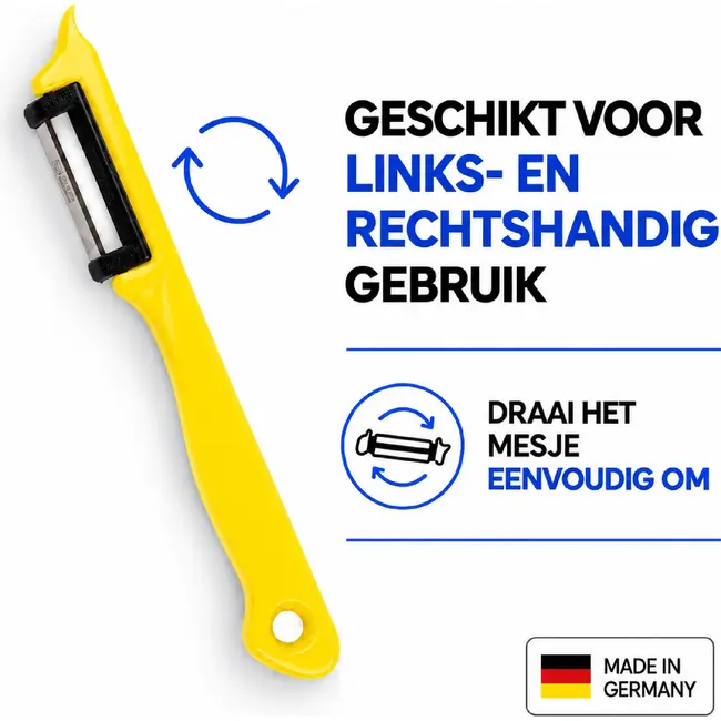 Solingen Dunschiller Enkel Mes – voor Fruit- en Groenteschiller – Kunststof – DUO rood & geel – 4 Delig