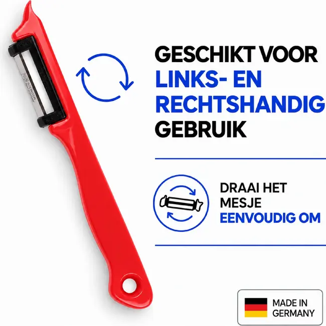 Solingen Dunschiller Enkel Mes – voor Fruit- en Groenteschiller – Kunststof – DUO rood & groen – 4 Delig