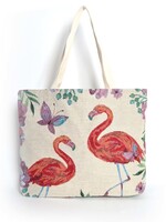 Canvas shopper flamingo