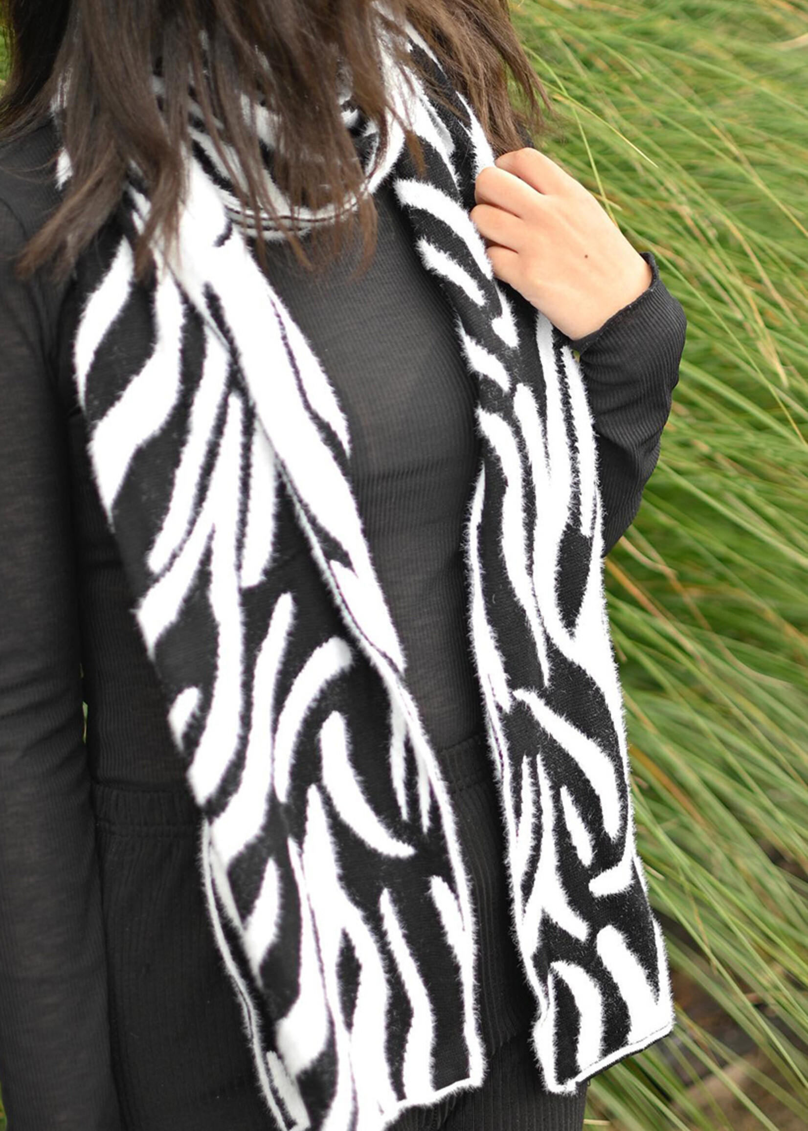 Wintersjaal Zebra - Dubbelzijdig - Zwart