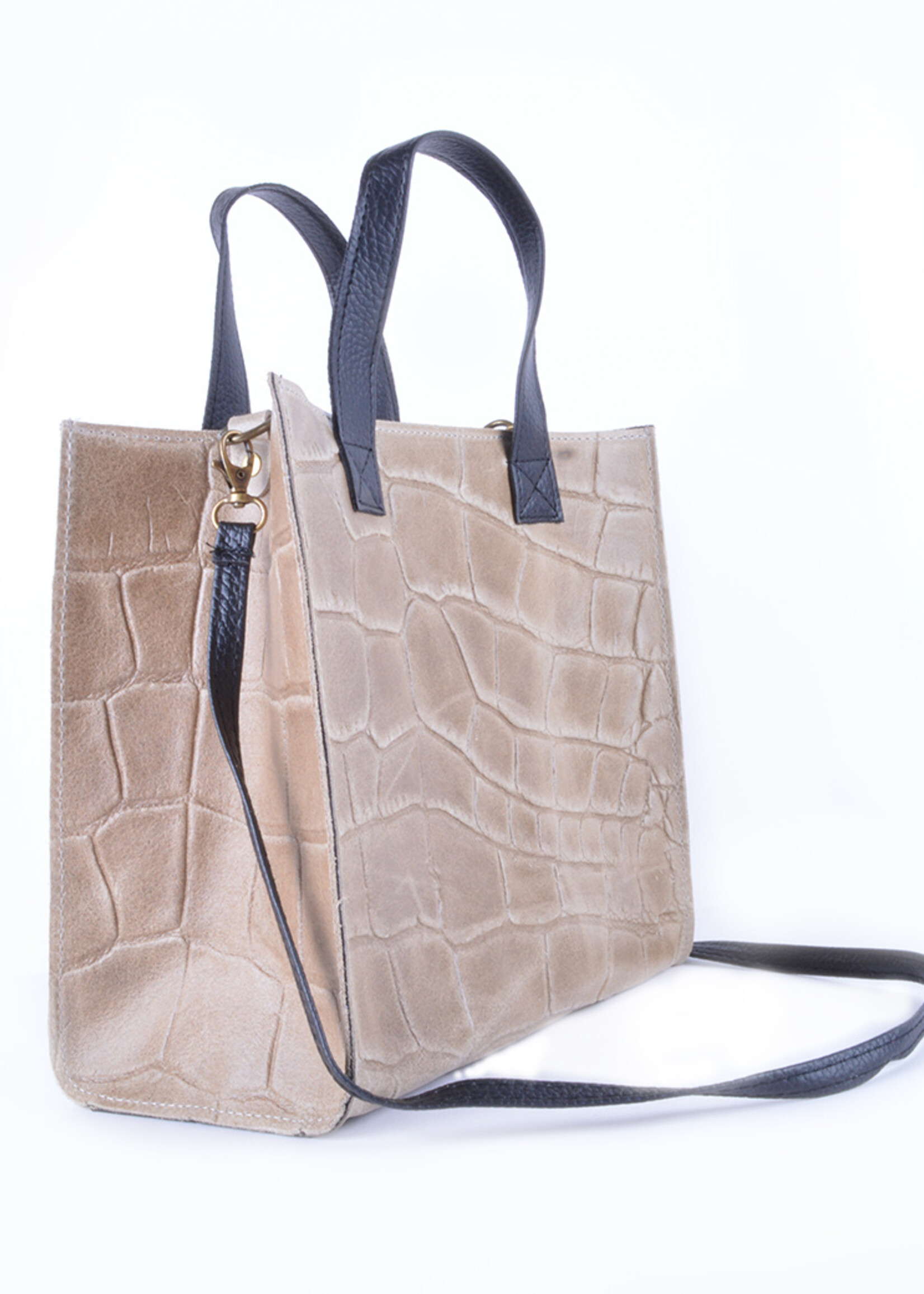 Leren Handtas Pebbles - Vierkant - Camel