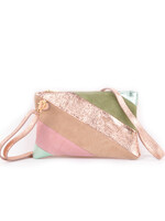 Leren Rainbow Metallic Clutch / Schoudertas | Rosegoud Pastels