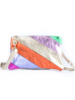 Leren Rainbow Metallic Clutch / Schoudertas | Multi-color