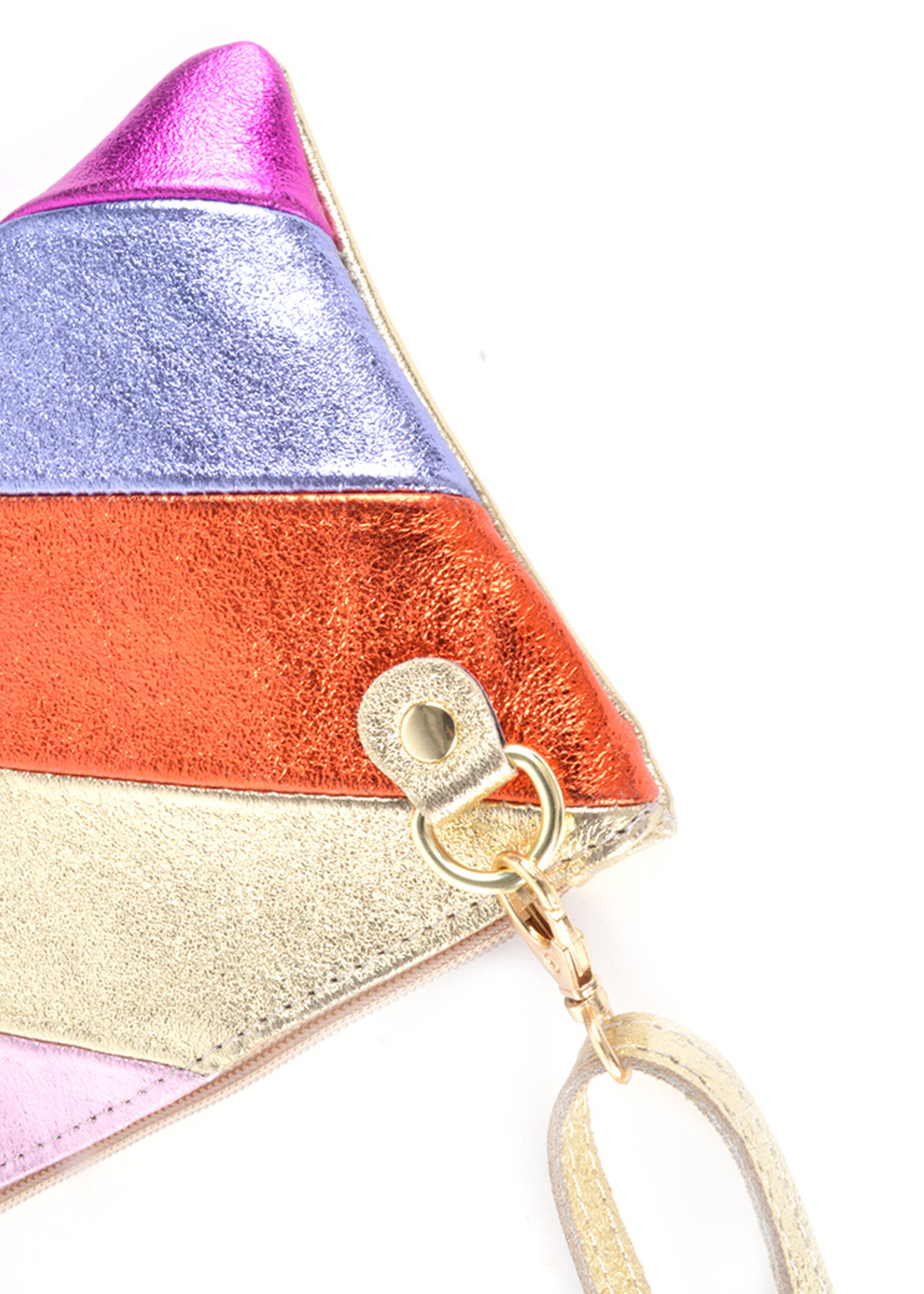 Leren Rainbow Metallic Clutch / Schoudertas | Multi-color