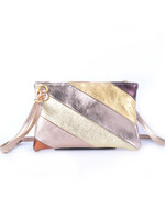 Leren Rainbow Metallic Clutch / Schoudertas | Goud Brons