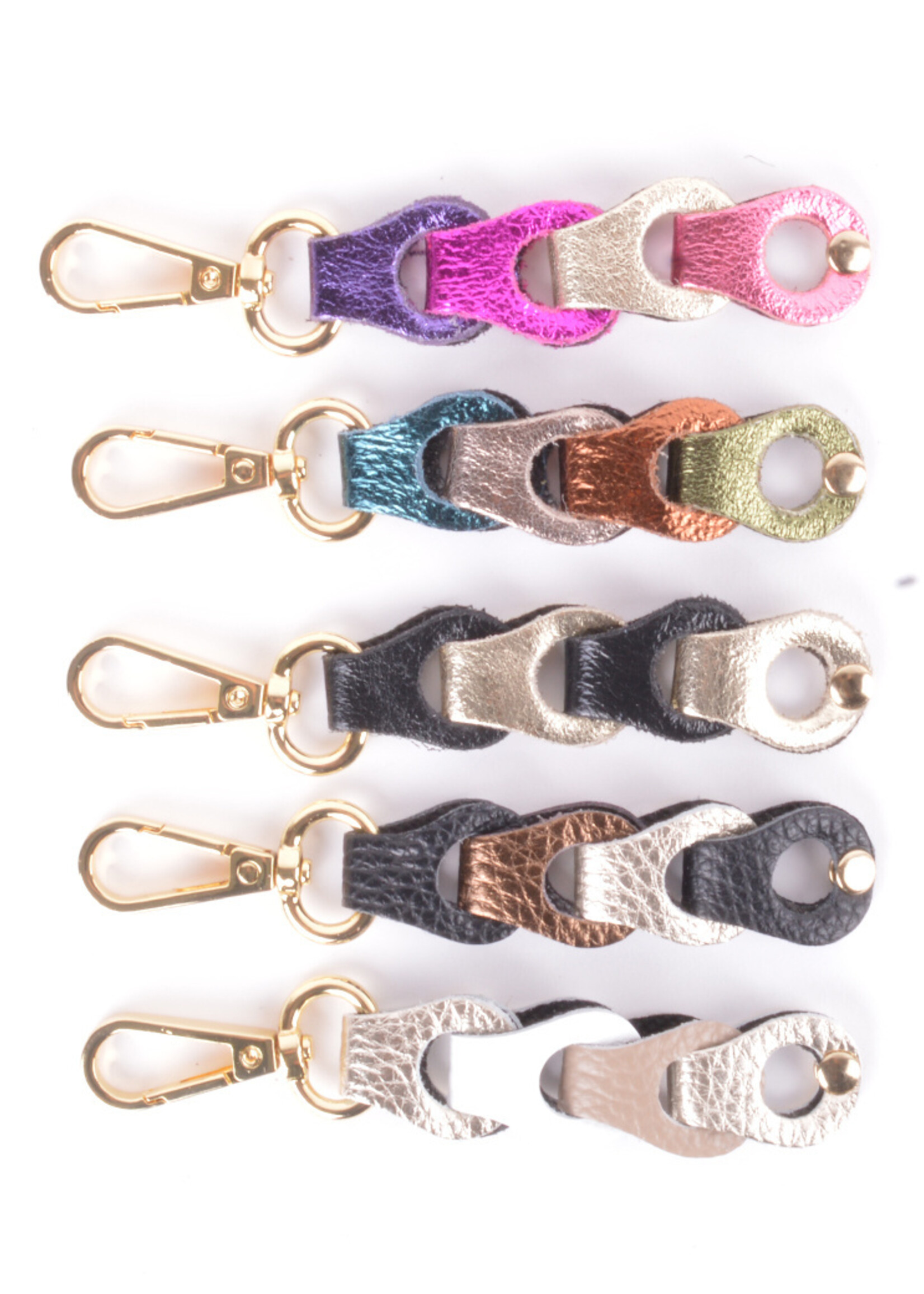 Leren Metallic Sleutelhanger - Chain | Meerdere kleuren