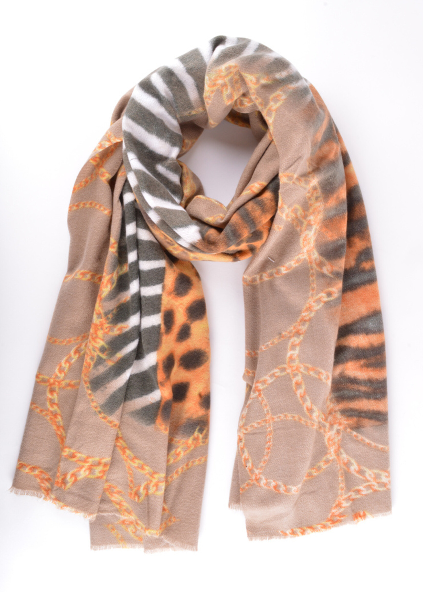 Wintersjaal met Dierenprint - Beige