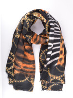 Wintersjaal met Dierenprint - Zwart