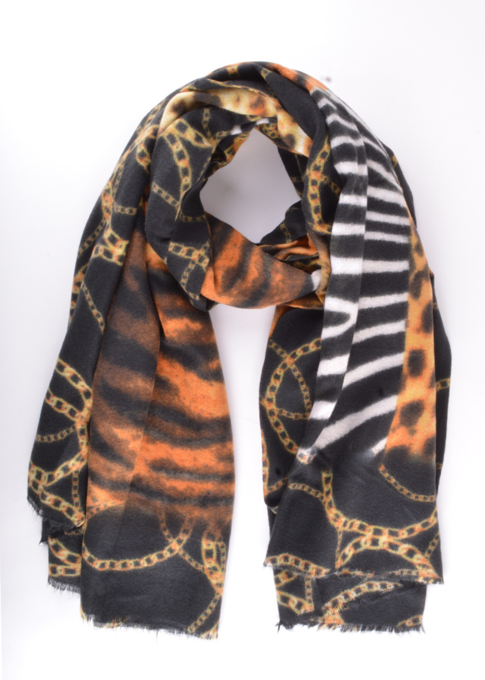 Wintersjaal met Dierenprint - Zwart