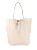 Leren shopper | Beige