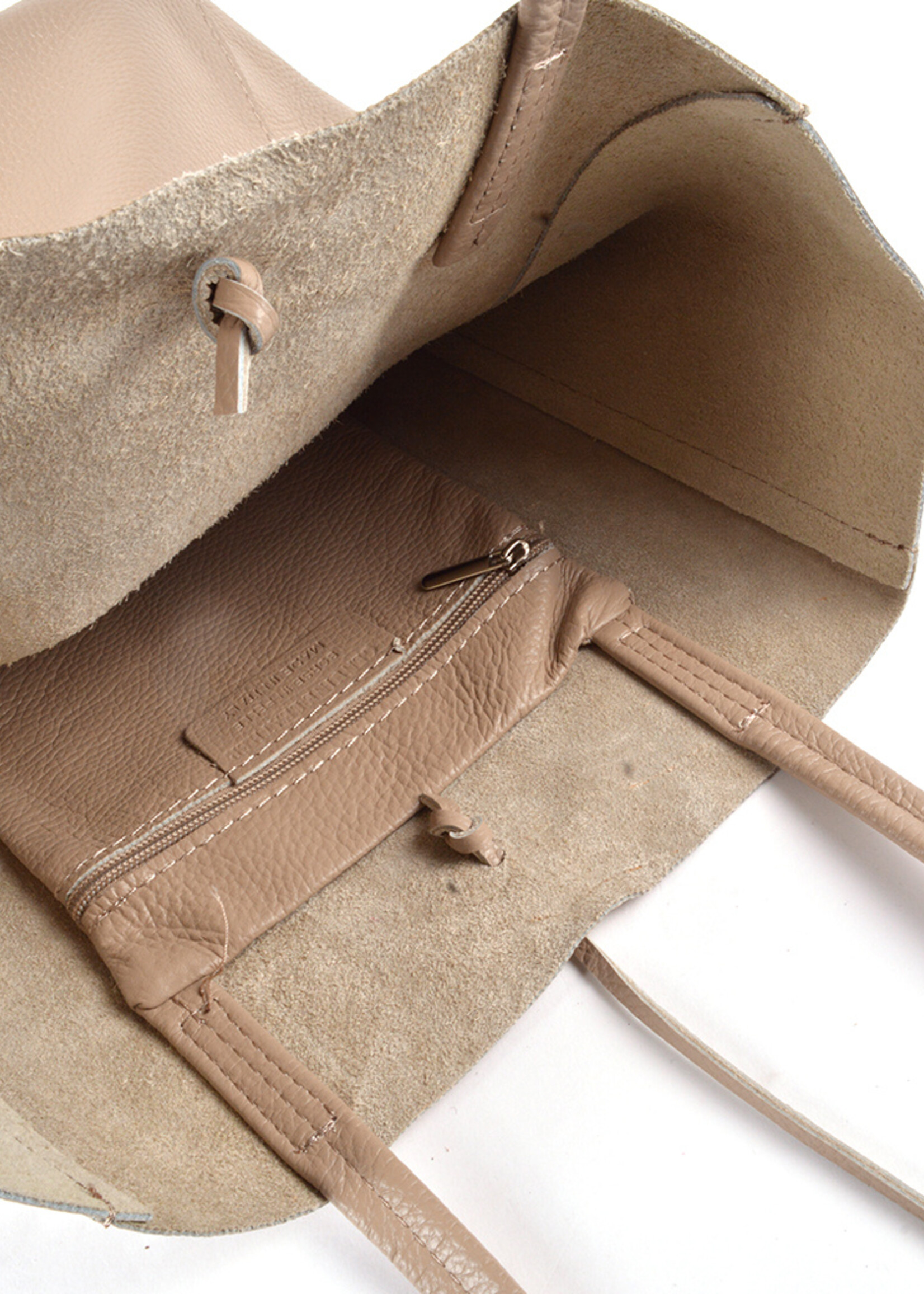 Leren shopper | Taupe