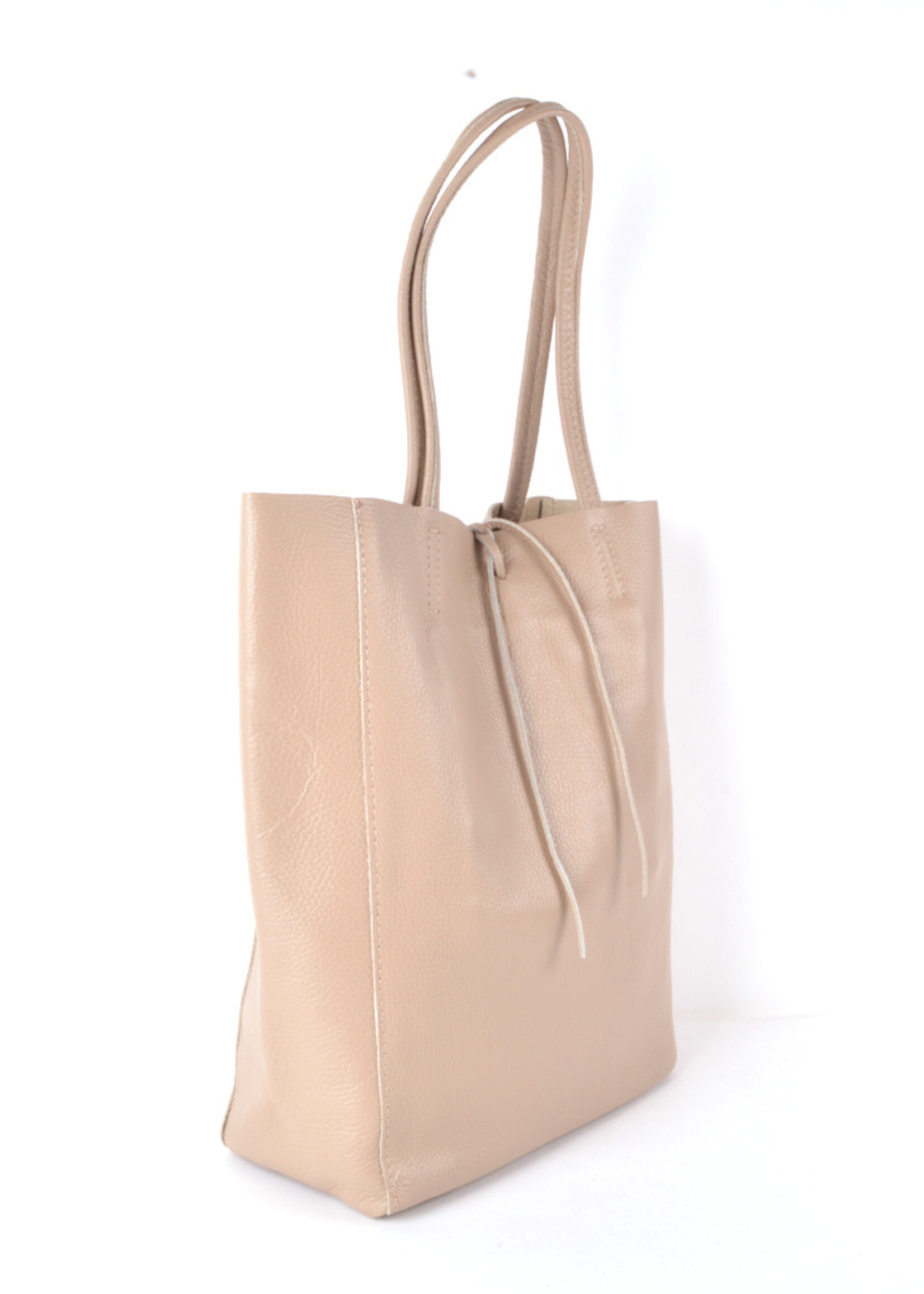 Leren shopper | Beige