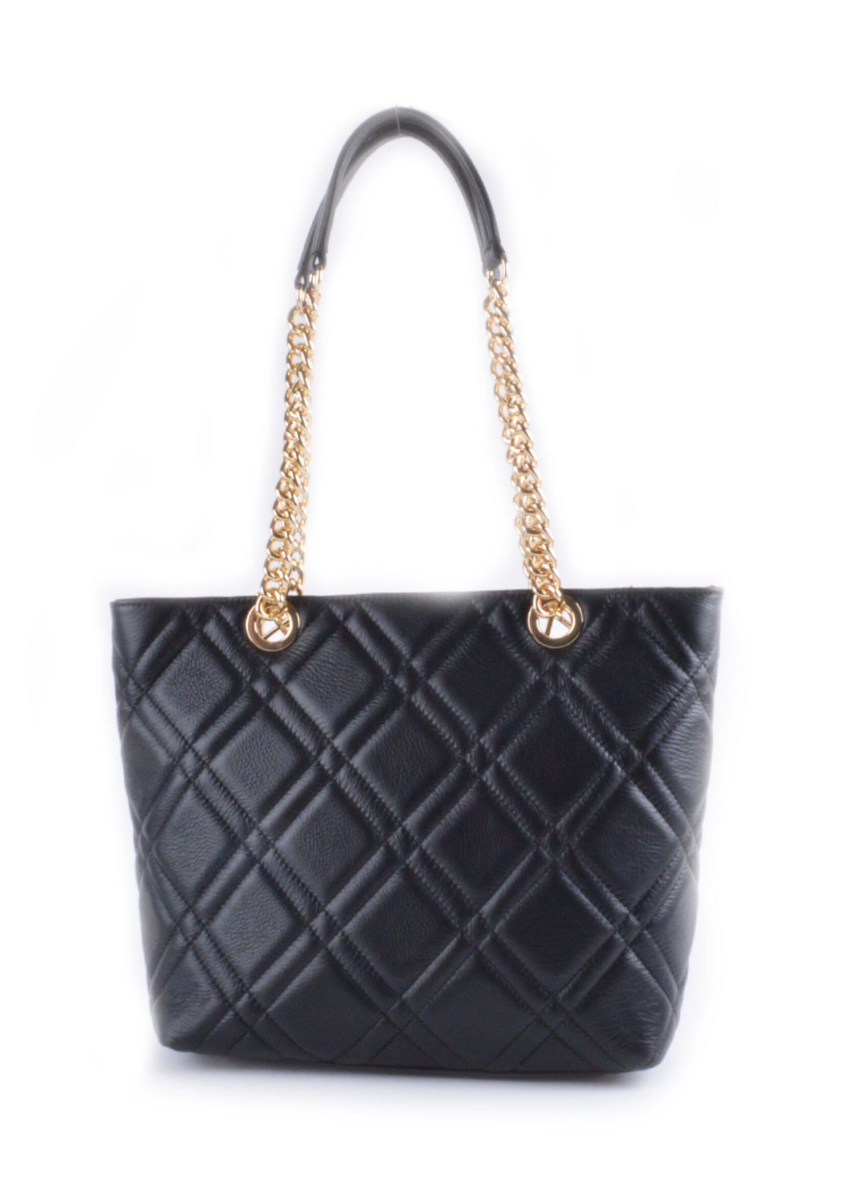 Leren shopper Quilted - Zwart