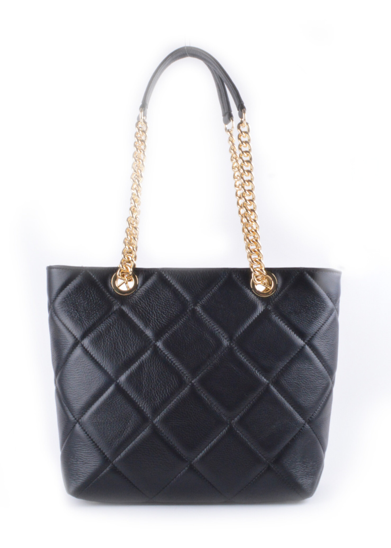 Leren shopper Quilted - Zwart