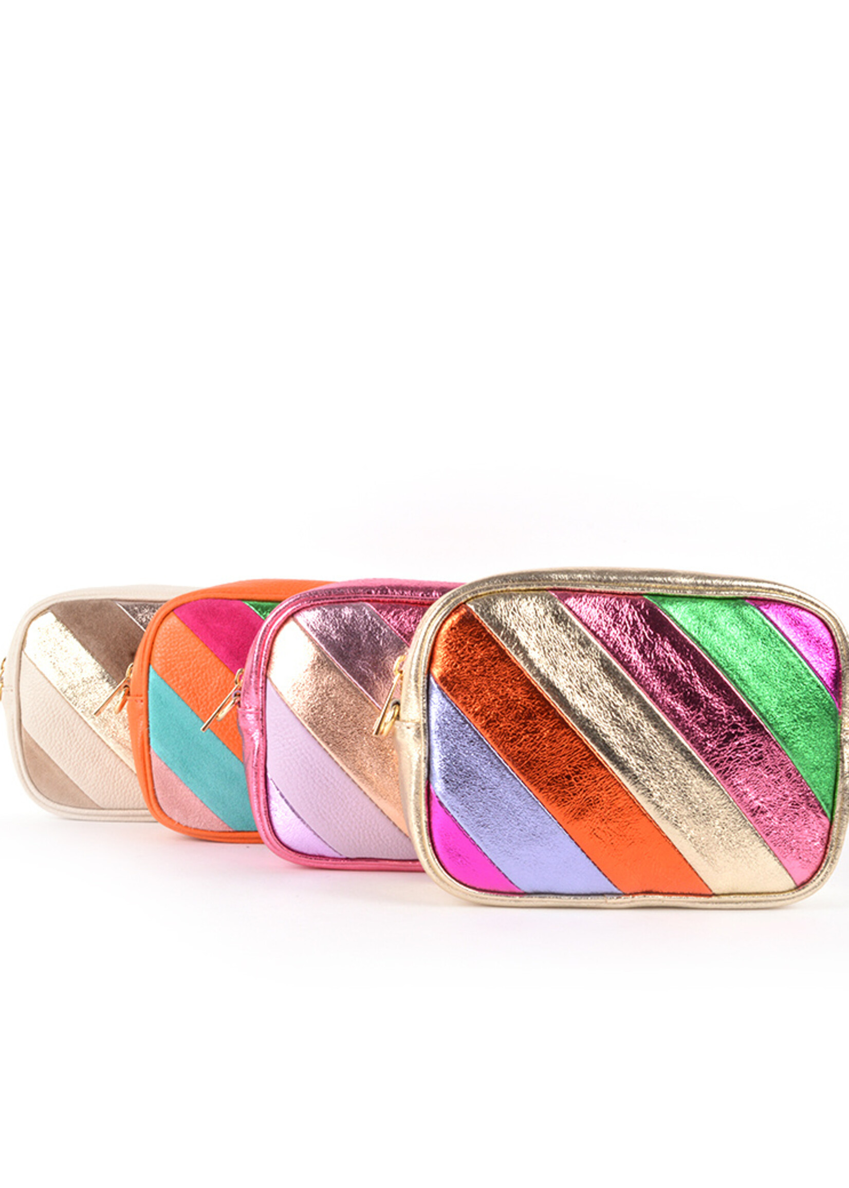 Lederen Rainbow Metallic Schoudertas | Joyce | Oranje