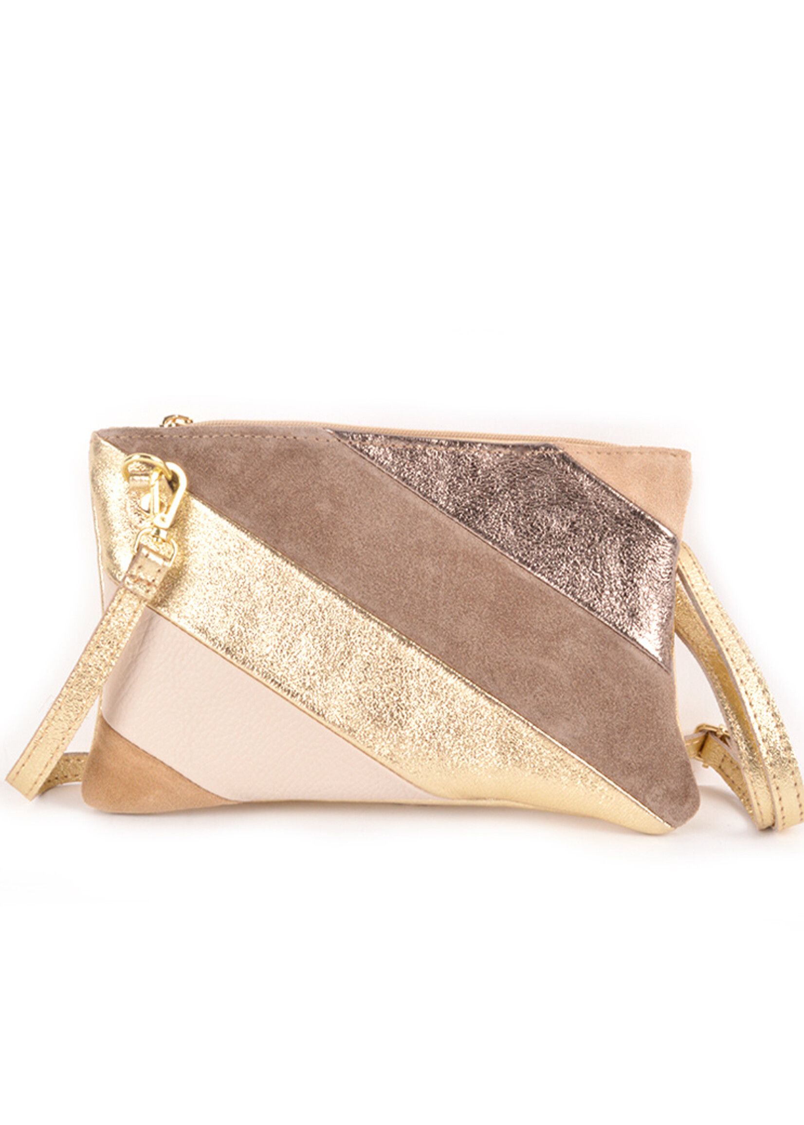 Leren Rainbow Metallic Clutch / Schoudertas | Neutrals