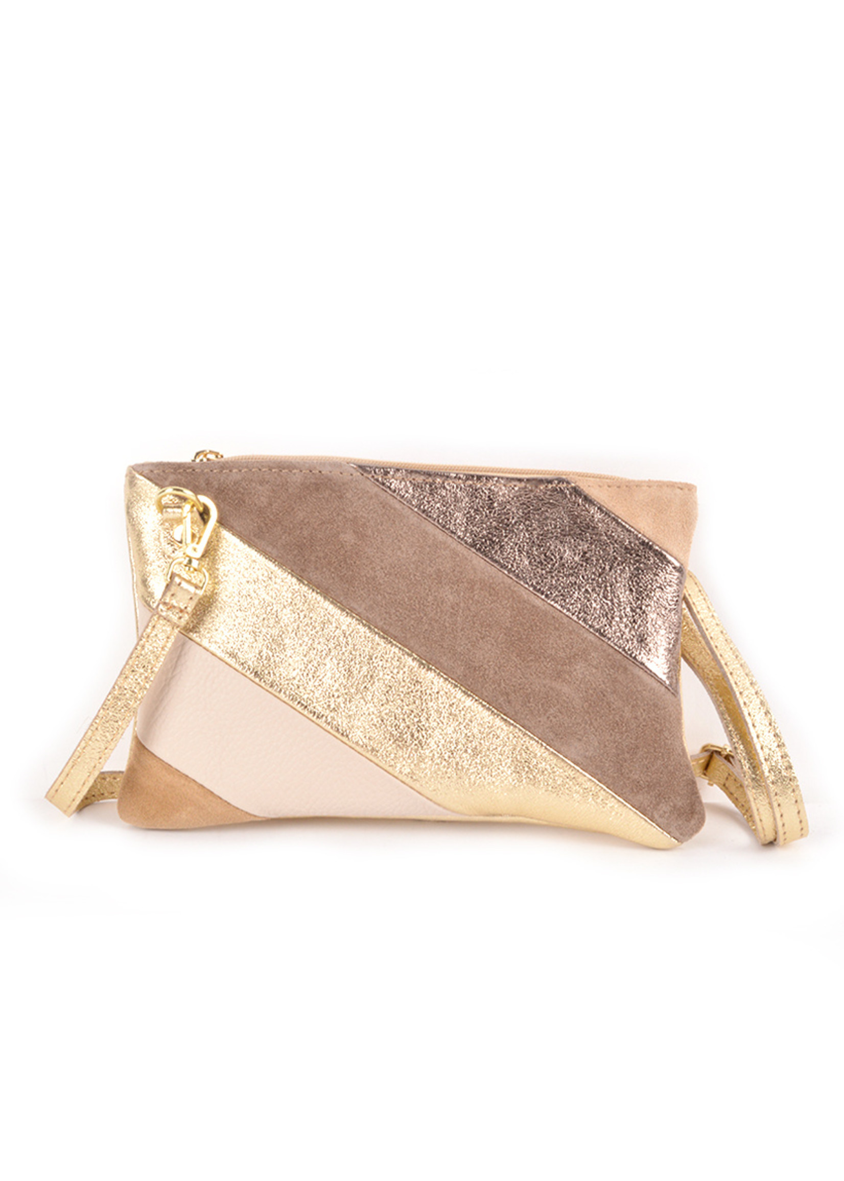 Leren Rainbow Metallic Clutch Schoudertas Neutrals