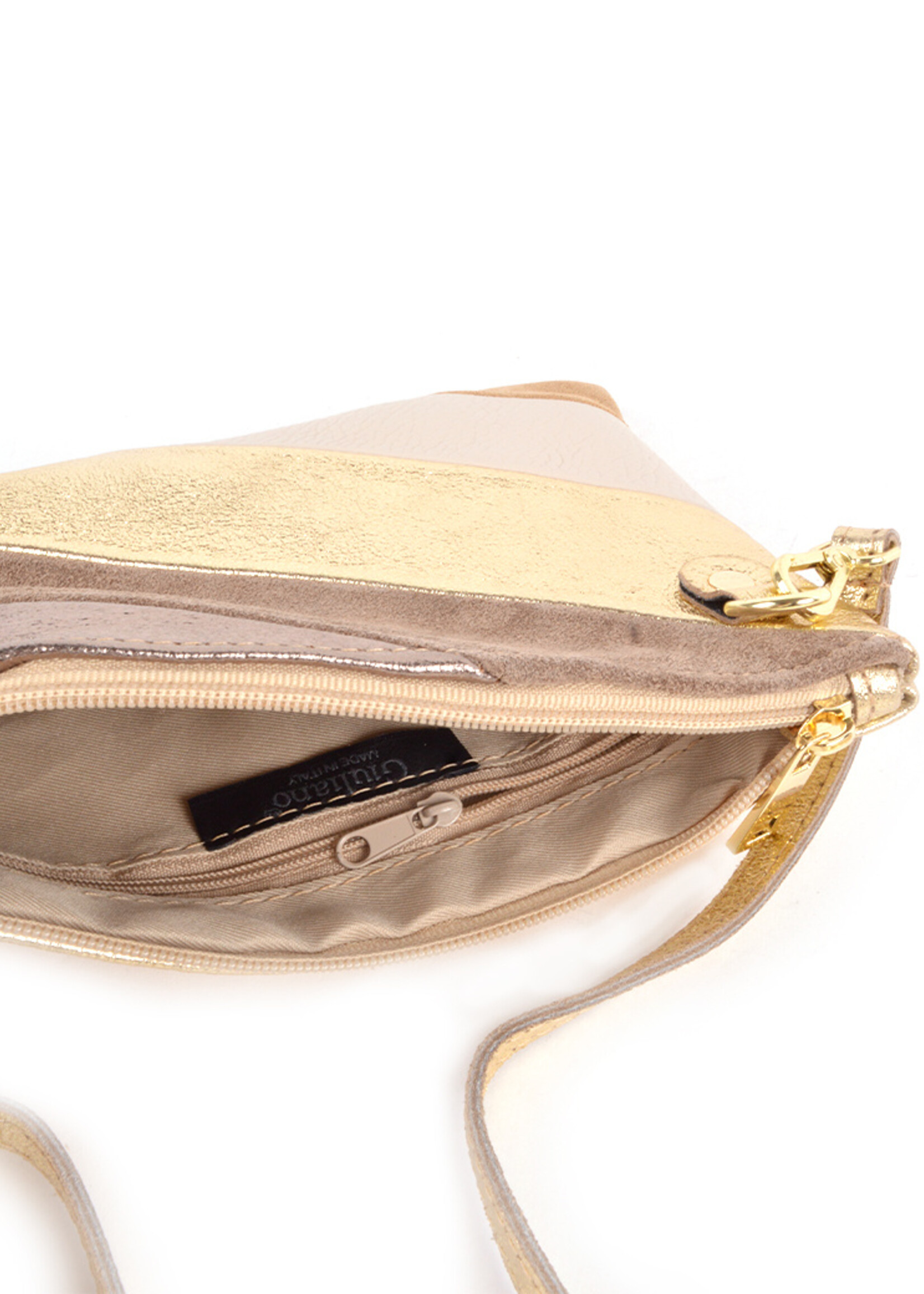 Leren Rainbow Metallic Clutch / Schoudertas | Neutrals