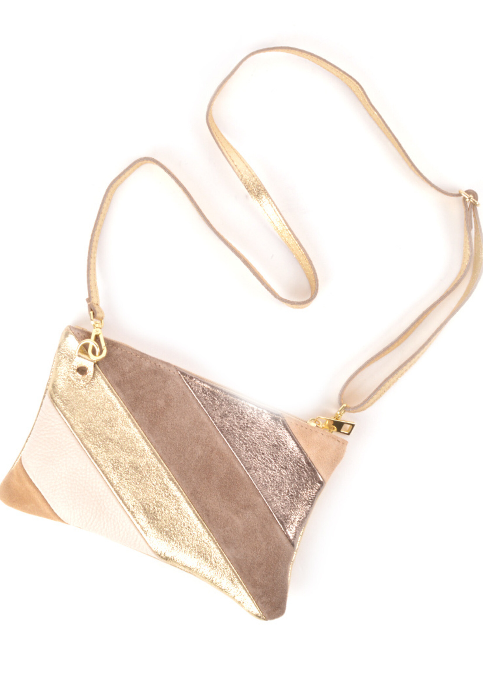 Leren Rainbow Metallic Clutch / Schoudertas | Neutrals