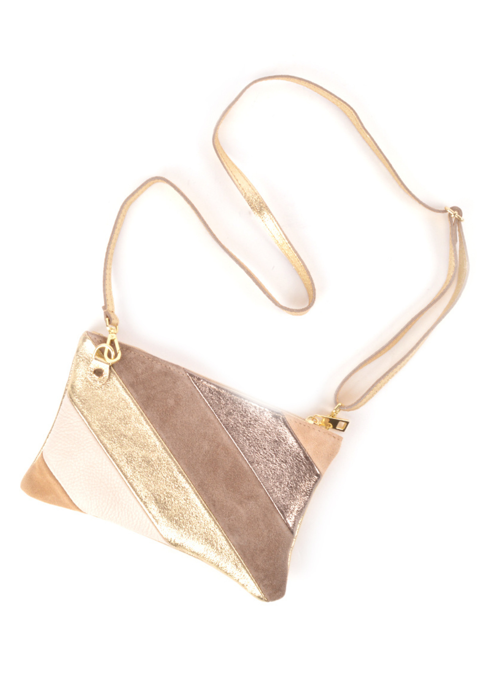 Leren Rainbow Metallic Clutch Schoudertas Neutrals