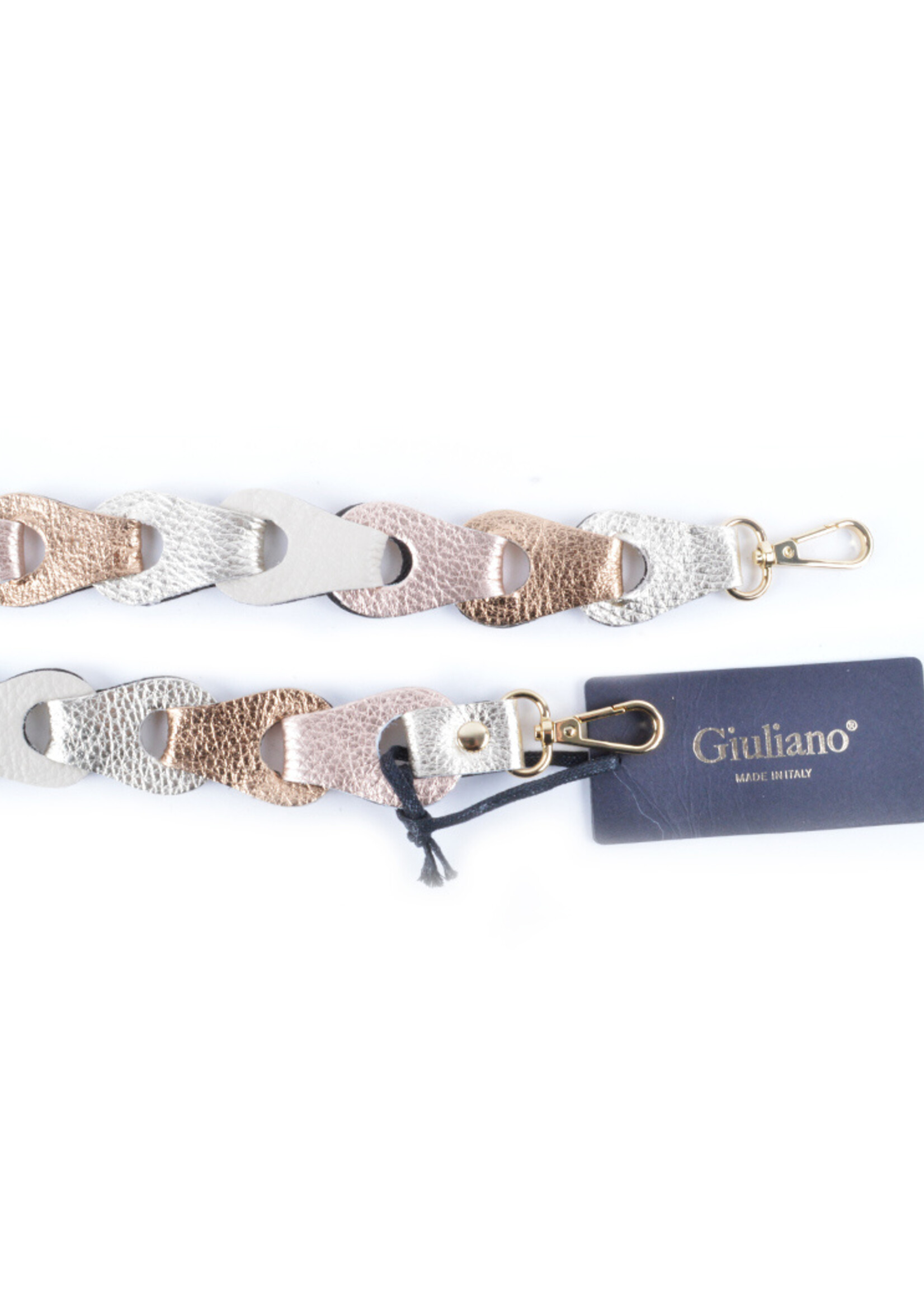 Leren Braided Bagstraps - Goudroze/Goudbeige