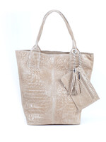 Suede Kroko Shopper | CLARA - Taupe