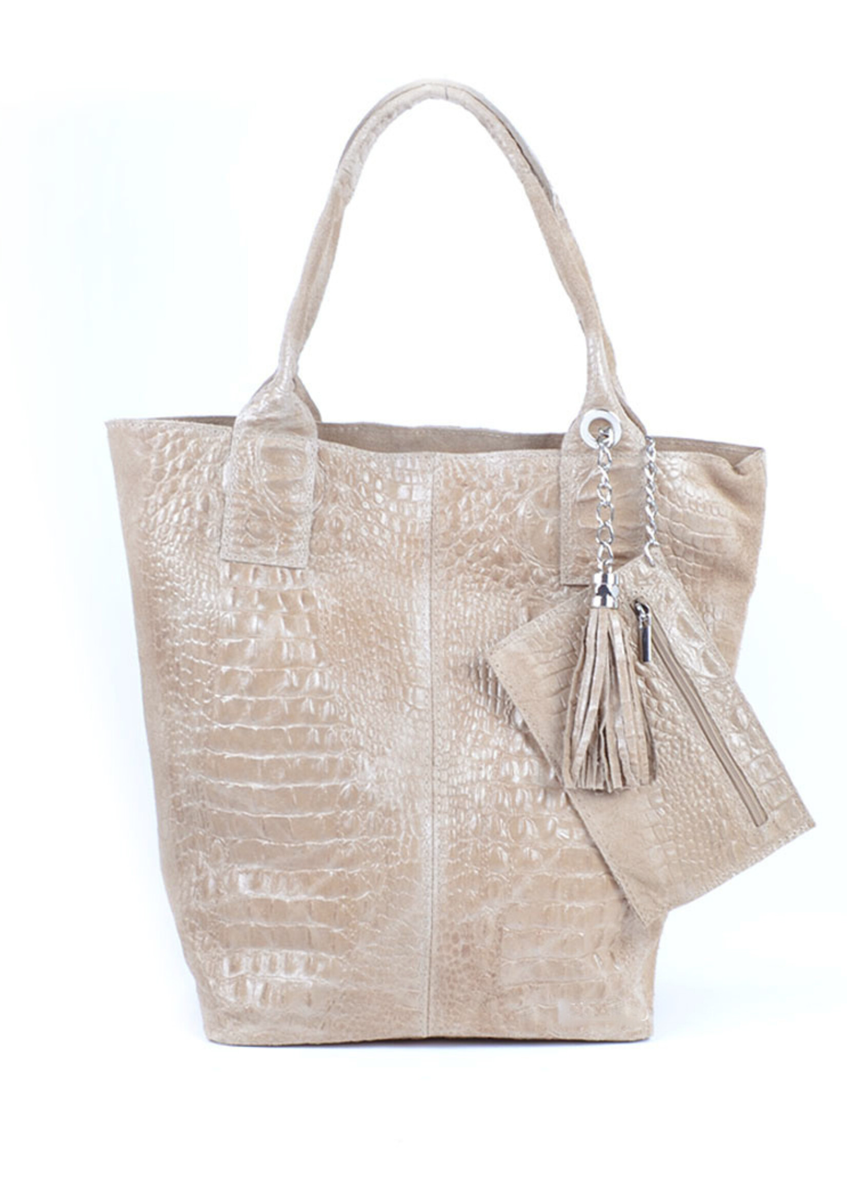 Suede Kroko Shopper | CLARA - Taupe