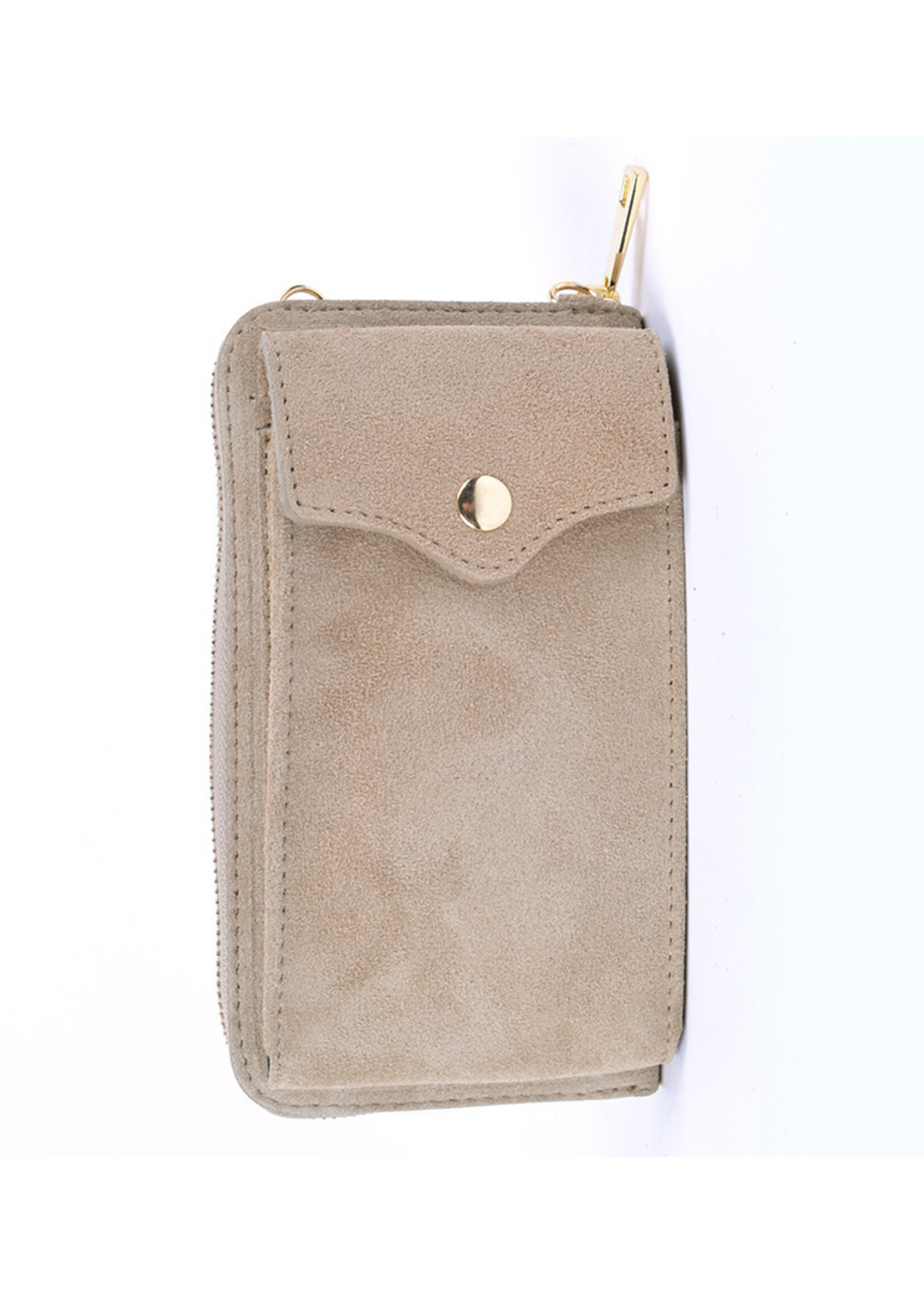 Suede Portemonnee en Telefoontasje in 1  | KYLA -  Beige