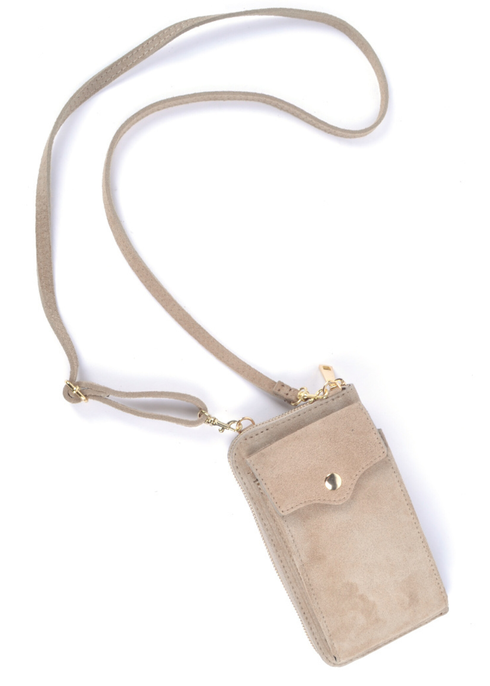 Suede Portemonnee en Telefoontasje in 1  | KYLA -  Taupe