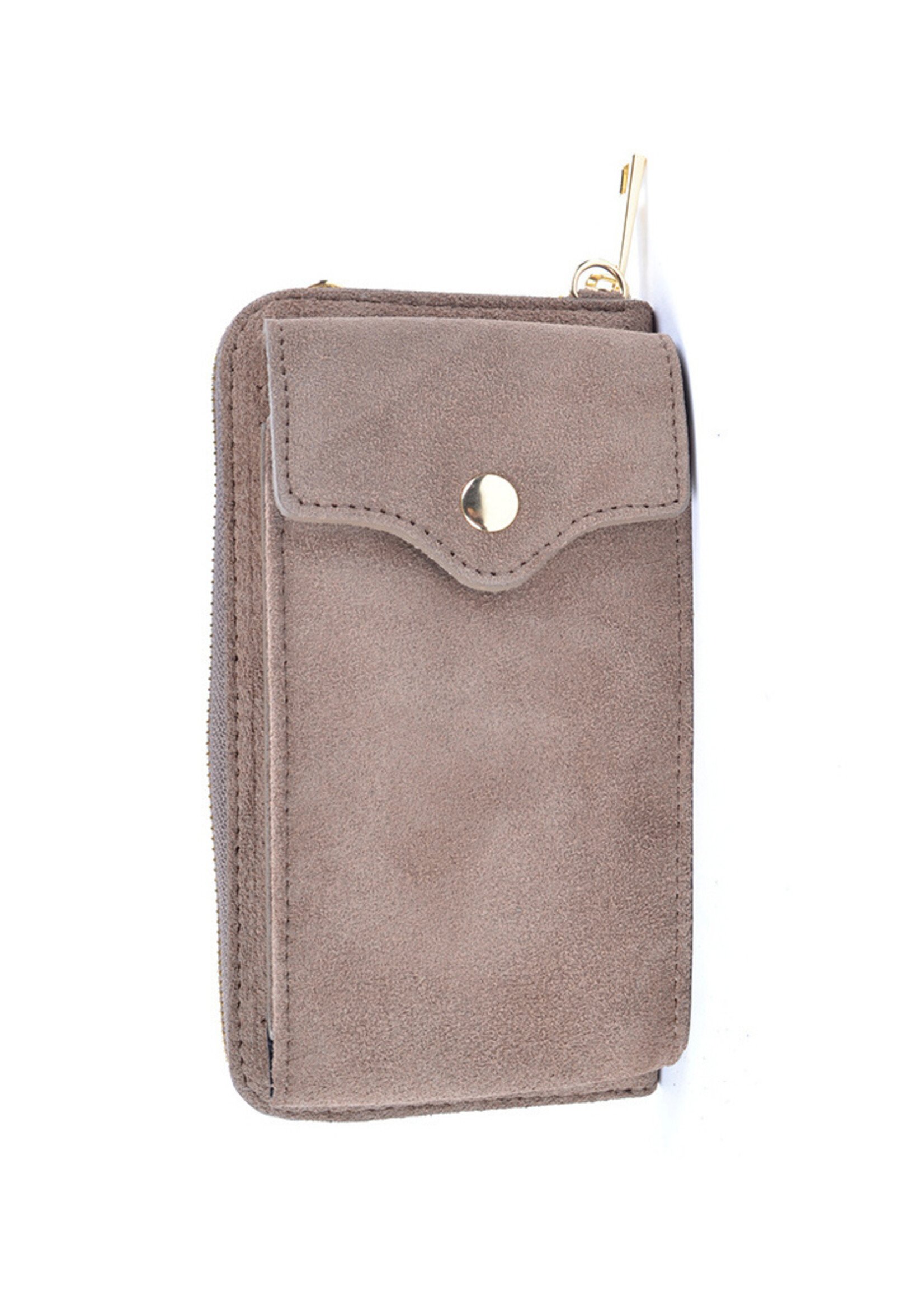 Suede Portemonnee en Telefoontasje in 1  | KYLA -  Taupe