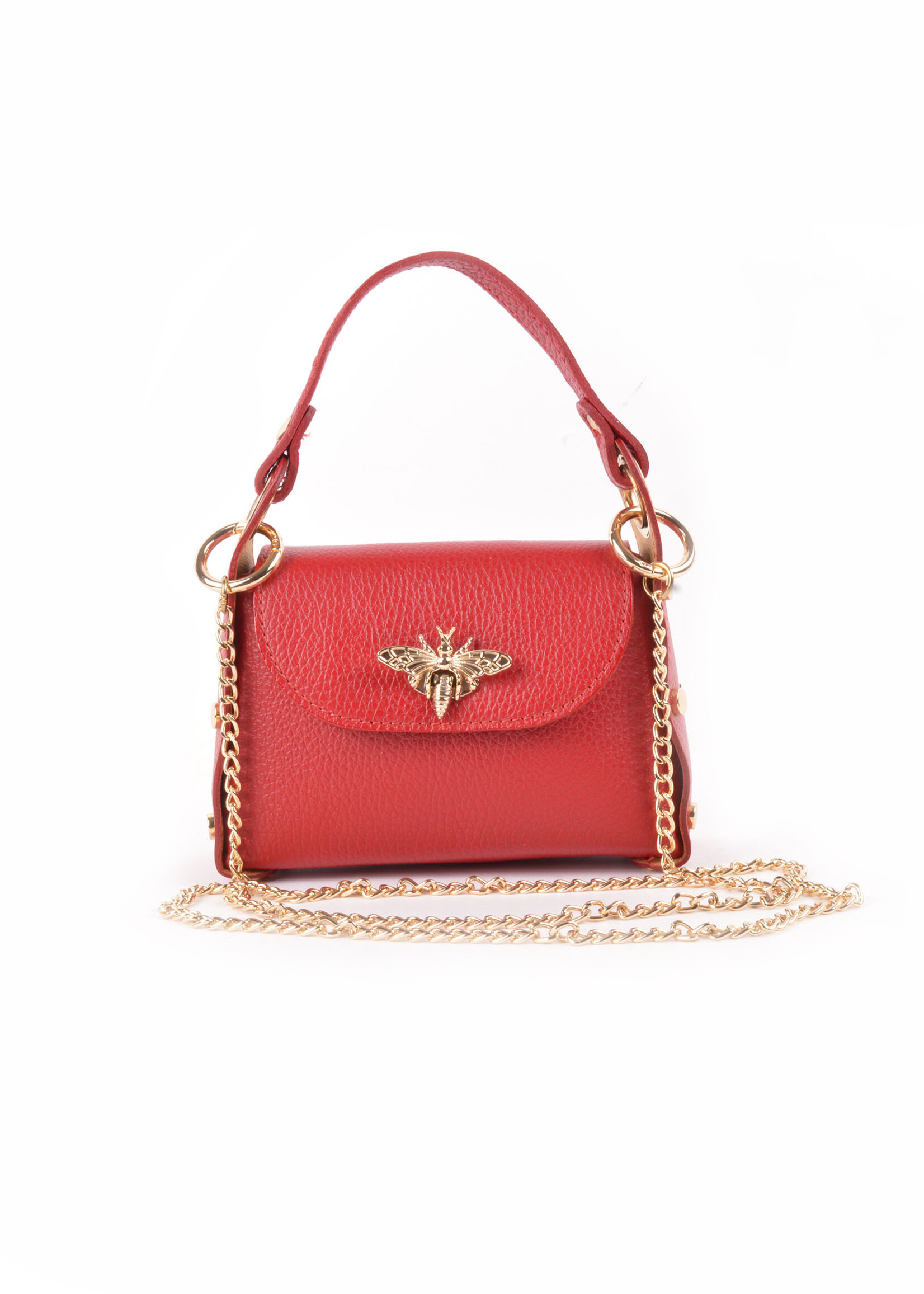 Leren Mini Bee bag | Rood