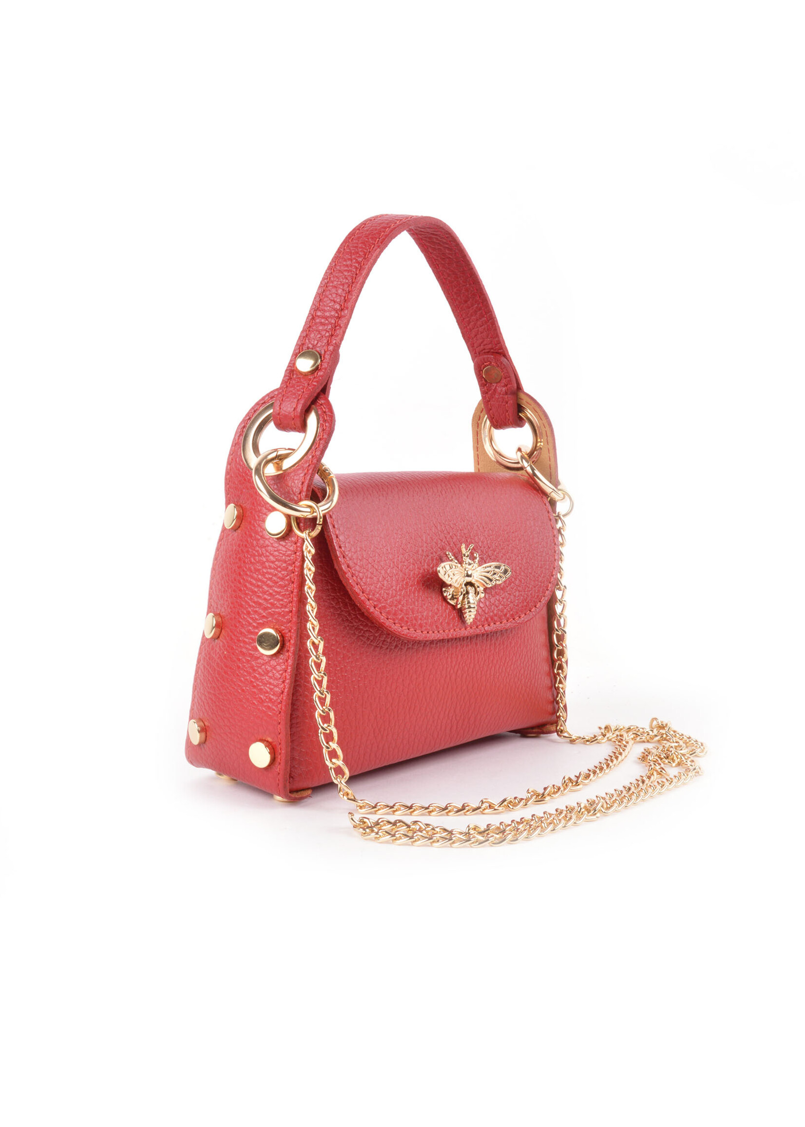 Leren Mini Bee bag | Rood