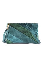 Leren Rainbow Metallic Clutch / Schoudertas | Petrol