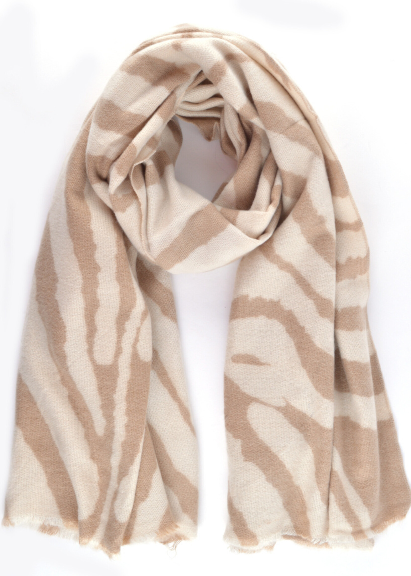 Wintersjaal met Zebraprint - Beige