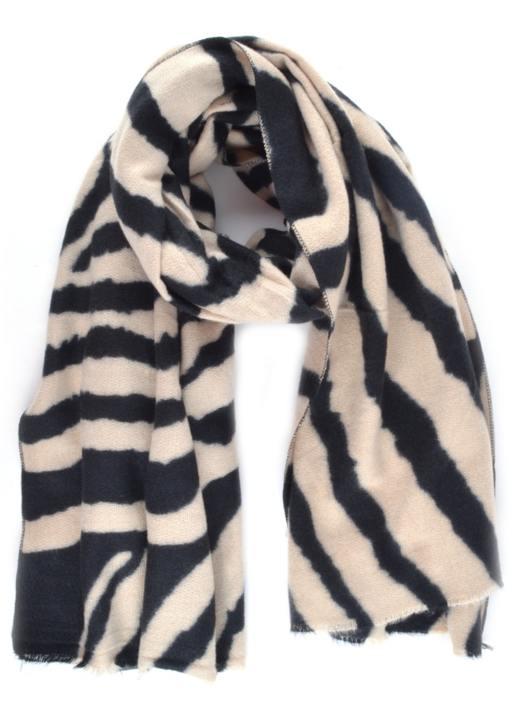 Wintersjaal met Zebraprint - Zwart