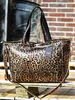 Leren Metallic Panter Shopper | Cornelia