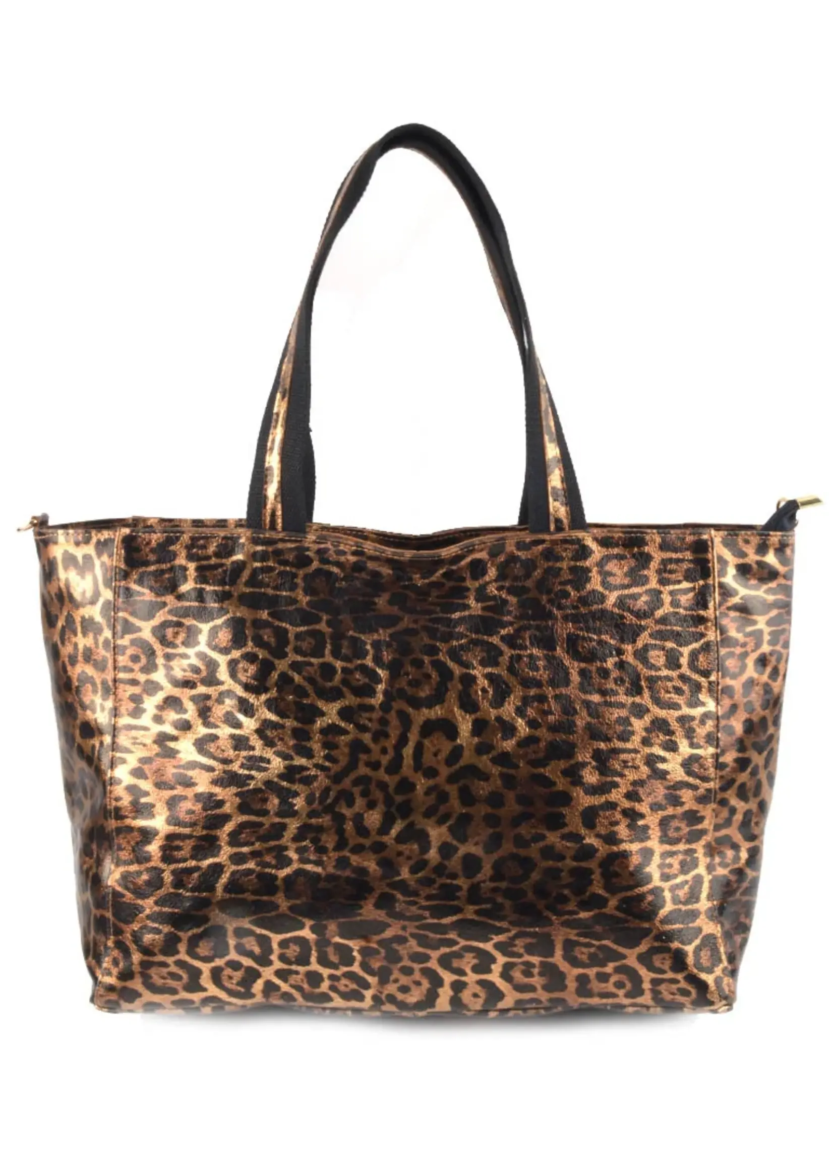 Leren Metallic Panter Shopper | Cornelia