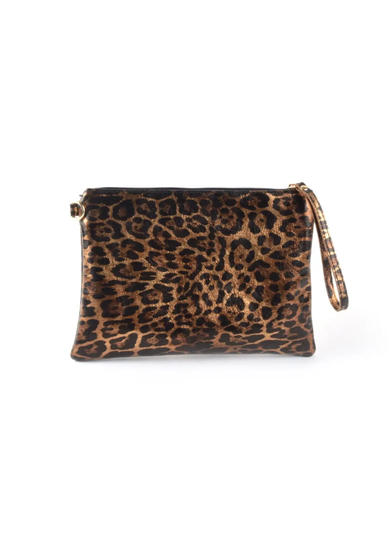 Leren Metallic Panter Clutch | Natalia