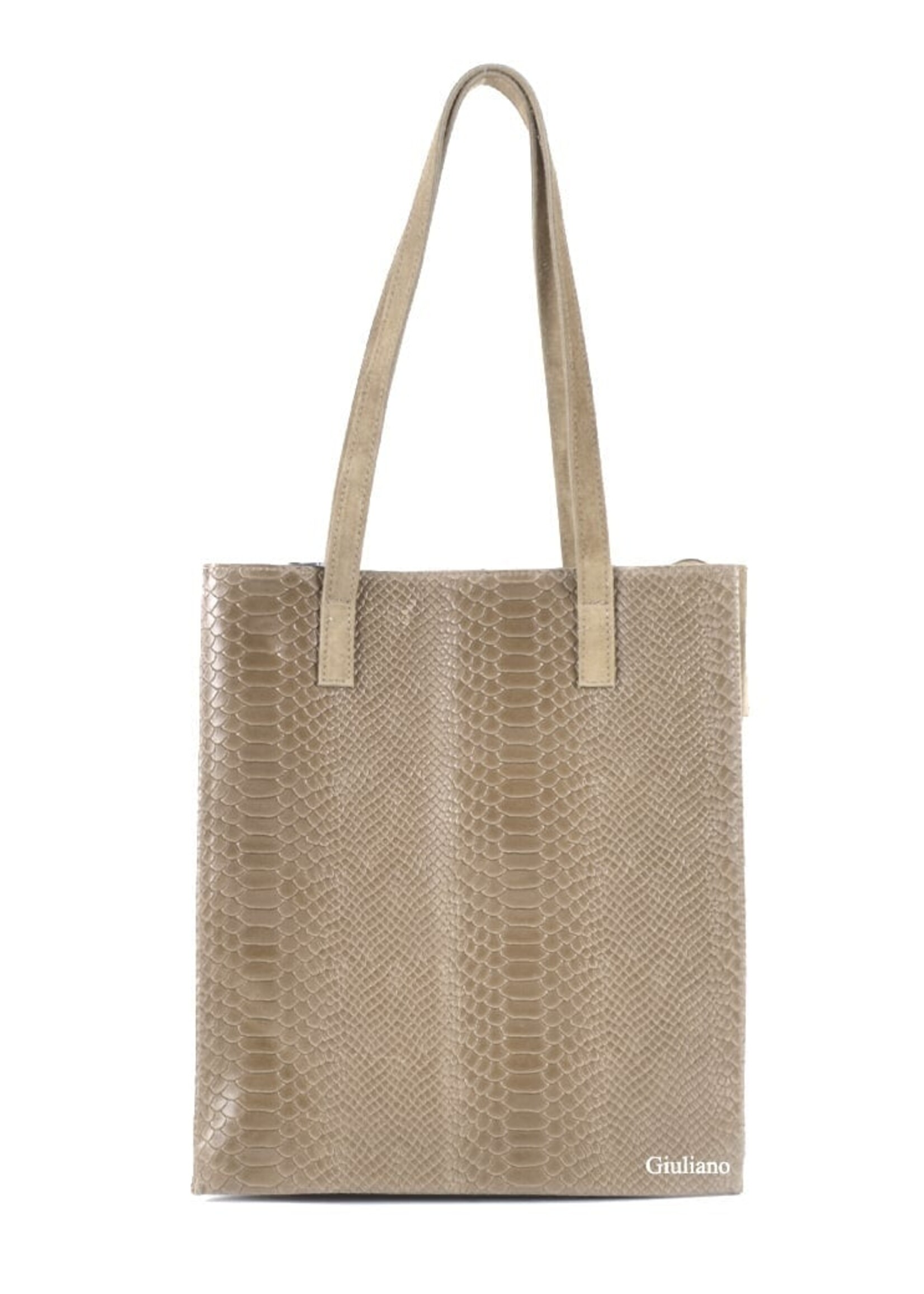 Suède met Lederen Kroko Shopper | Maud | Beige