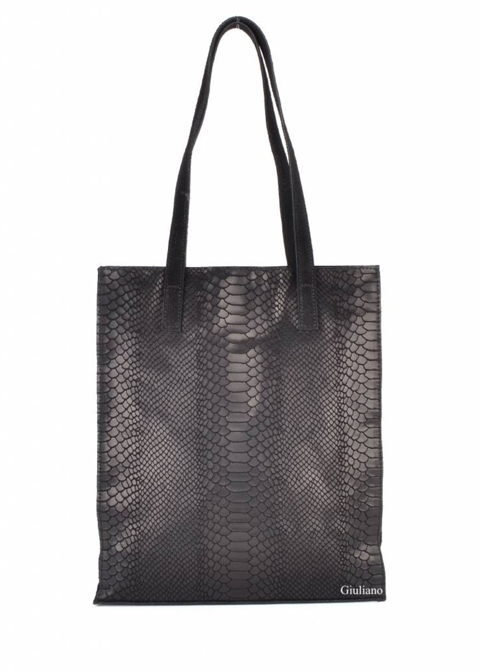 Suède met Lederen Kroko Shopper | Maud | Zwart