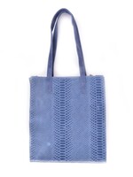 Suède met Lederen Kroko Shopper | Maud | Jeansblauw