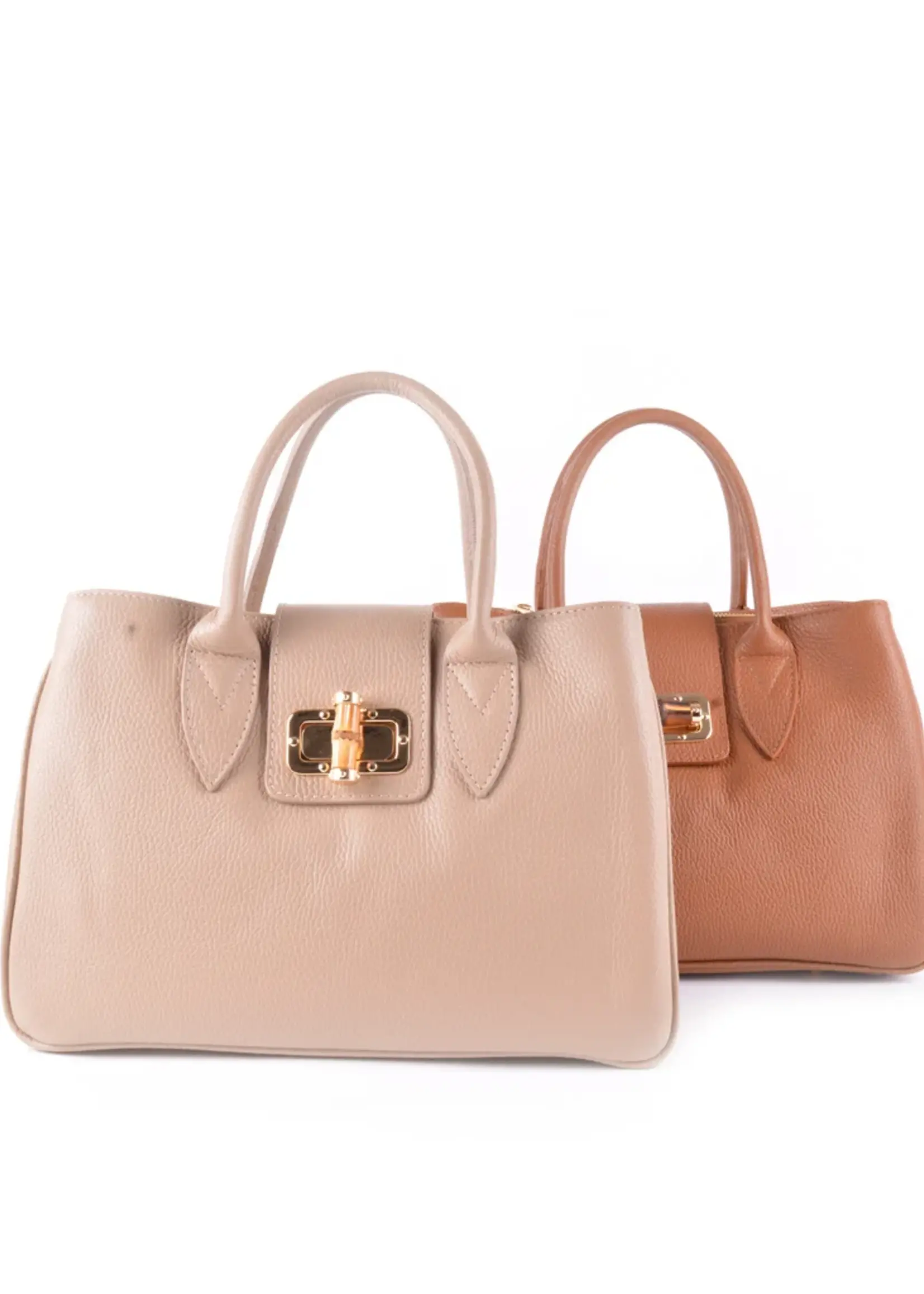 Lederen Handtas | Lieke | Taupe-Camel