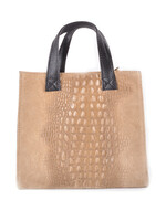 Suède met Lederen Kroko handtas | Lola | Beige