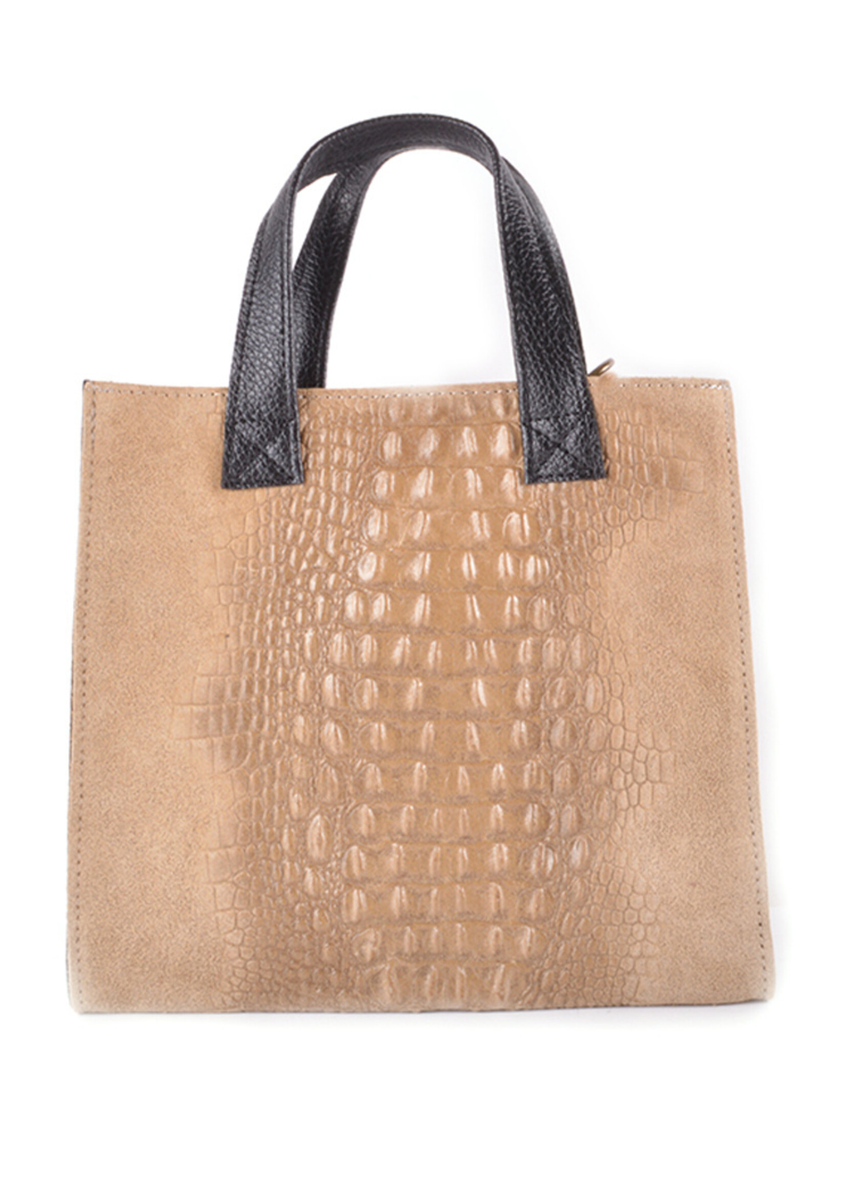 Suède met Lederen Kroko handtas | Lola | Beige