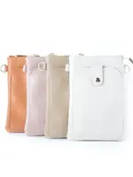 Leren schoudertas / telefoontasje | Esmee | Beige-Taupe-Oudroze-Camel