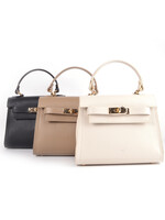 Leren handtas | Renske | Zwart-Beige