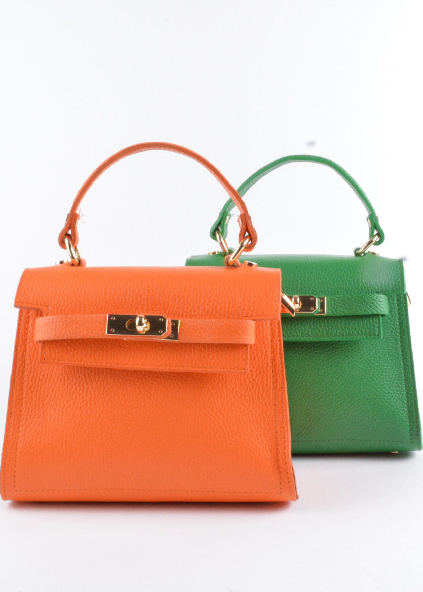 Leren handtas | Renske | Oranje-Felgroen